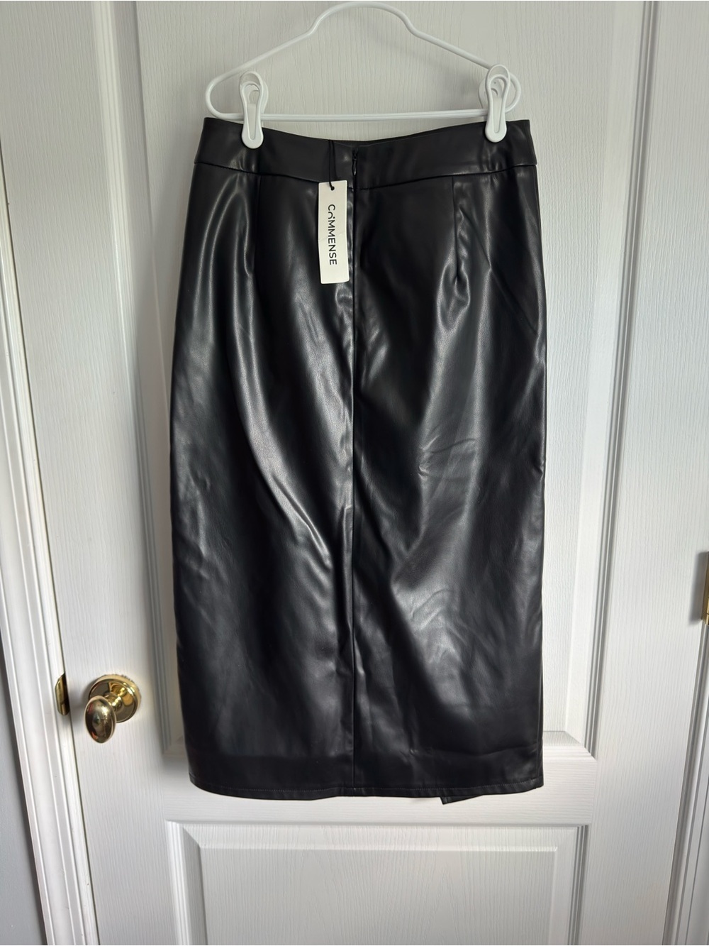 Commense Pleated Split PU Leather Skirt - Picture 5 of 8